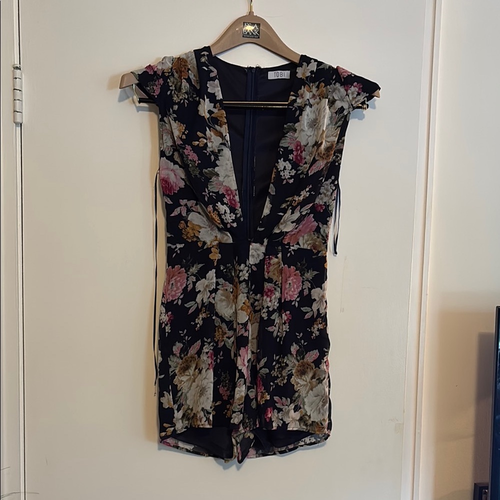 Tobi Black Navy Floral Mini romper